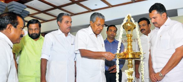 Pinarayi Vijayan, Kadakampally Surendran, M Vijayakumar and K Muraleedharan MLA at the inauguration of restoration works of Mascot Hotel